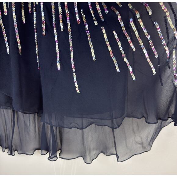 Sherri Hill Women’s Mini Dress Size 14 Strapless Sweetheart Tornasol Sequins - Picture 4 of 16